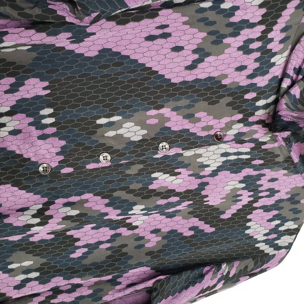 Masai Drawstring Bubble Hem Tunic Dress Lagenlook S‎ Grey Purple Black Artsy - Picture 3 of 13